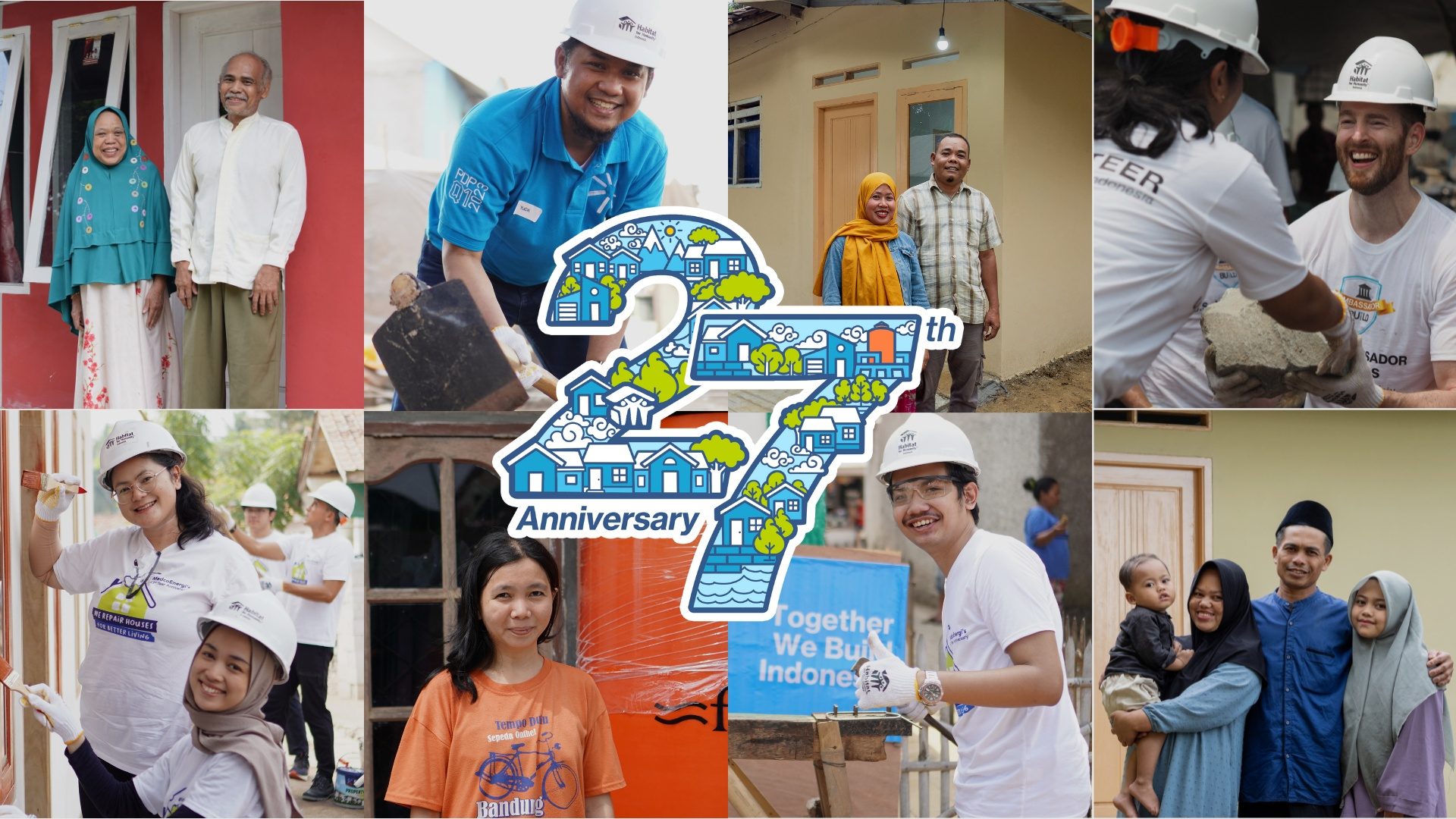 Habitat for Humanity Indonesia's 27th anniversary celebration with families and volunteers.