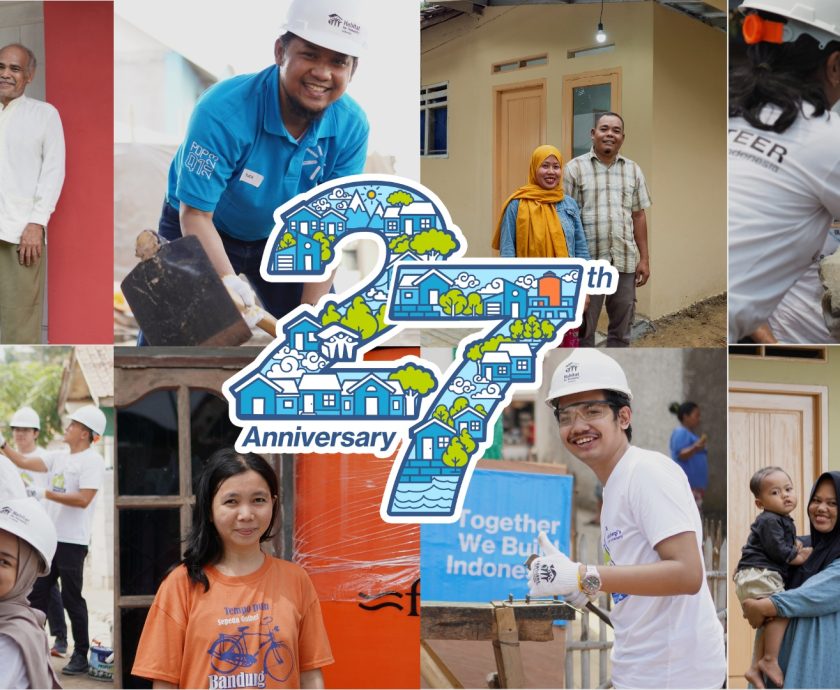 Habitat for Humanity Indonesia's 27th anniversary celebration with families and volunteers.